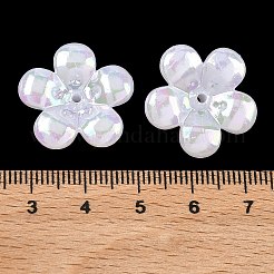 メッキ不透明アクリル模造貝殻ビーズキャップ  花  貝殻色  21x22x6.5mm  穴：1.7mm  約467個/500g&nbsp;OACR-P039-03D