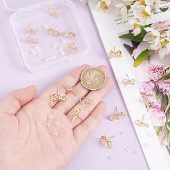 16 шт. 4 стиля латунных сережек-гвоздиков&nbsp;KK-AR0003-71