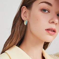 Серьги-кольца со змеей из кубического циркония с эмалью&nbsp;EJEW-SZ0001-87A