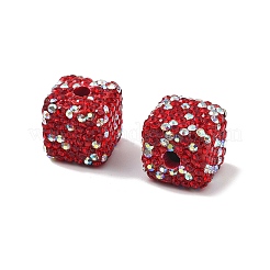 Бусины из полимерной глины в форме куба со стразами CLAY-NH0001-08G