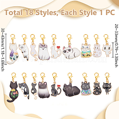 18 шт. эмалевые маркеры стежков с подвеской из кошачьего сплава HJEW-WH00142