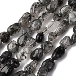 Naturale nero rutilato perle di quarzo fili&nbsp;X-G-R445-6x8-18