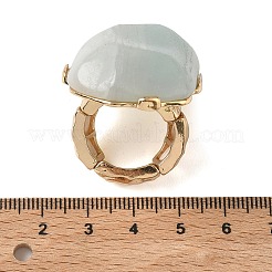 天然花アマゾナイトと合金を使用した女性用指輪  ナゲット  ゴールドカラー  ナゲット：36.5~37x30mm  内径：17.5~19mm&nbsp;RJEW-G375-01G-06