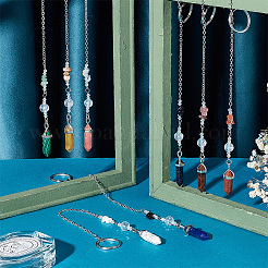 Драгоценный камень в виде чипа и пули со стеклянной подвеской HJEW-AB00400