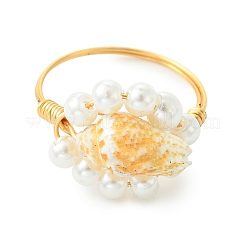 Fingerringe aus natürlicher Muschel&nbsp;RJEW-JR01058