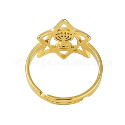 女性用ステンレススチール調節可能リング201個  六線星形  18KGP本金メッキ  18mm  内径：18mm&nbsp;RJEW-M008-03G