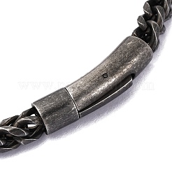 変色しにくい304ステンレススチールチェーンブレスレット  バヨネット留め金付き  ブラック  8-5/8インチ（220mm）  7x7mm&nbsp;BJEW-L631-42B