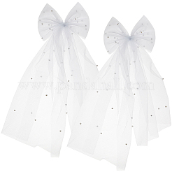 2шт. полиэстеровая сетчатая свадебная фата с бантом&nbsp;AJEW-SP0003-19