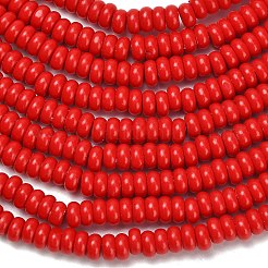 Синтетических нитей бирюзовые бусы&nbsp;G-L635-A10-4x2mm-02