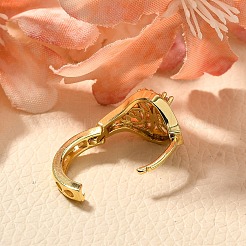 Серьги-кольца из цветочной латуни с микропаве из кубического циркония EJEW-C126-13G-01