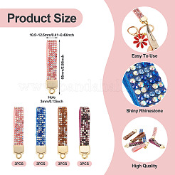 12 шт. 4-цветная фурнитура для брелока из сплава со стразами&nbsp;FIND-BT0001-38A