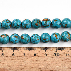Окрашенные синтетической бирюзы круглые бусины пряди TURQ-Q100-01C-01-01