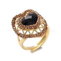 Кольца для пальцев с синтетическим синим золотом в форме сердца RJEW-K286-06G