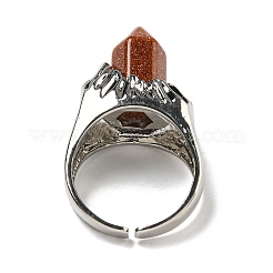 Открытые манжеты из синтетического золотого камня с шестиугольной призмой&nbsp;RJEW-B106-01P-05