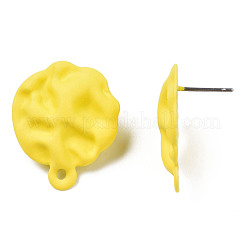 スプレー塗装鉄スタッドピアスパーツ  水平ループ付き  フラットラウンドを打つ  きいろ  23.5x19.5mm  穴：1.6mm  ピン：0.7mm&nbsp;IFIN-N008-015D