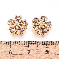 Латунные микро проложить кубического циркония бусы KK-T071-51G