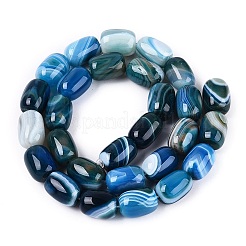 天然石瑪瑙ビーズ連売り  染め  バレル  ドジャーブルー  13~15x9.5~11mm  穴：1mm  約28個/連  14.96~15.35インチ（38~39cm）&nbsp;G-N356-02B-09