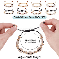 8 bracelet tressé en coquillage cauri naturel&nbsp;BJEW-GA0001-16