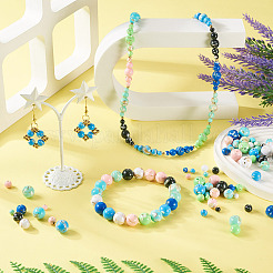 160 шт. 8-цветные собранные бусины из синтетического камня и ракушек-трохусов G-TA0002-31C