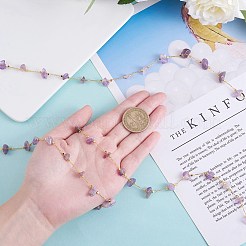 Цепочки из бисера с фишками натурального аметиста CHC-SZ0001-62H