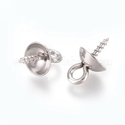 201 ステンレススチール ペグ ベイル ペンダント  ハーフドリルビーズ用  ステンレス鋼色  10x6mm  穴：2mm  ピン：1.2mm&nbsp;STAS-TAC0002-30C-P
