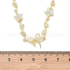 Collane con pendente a forma di fiore in ottone con pavé di zirconi cubici&nbsp;NJEW-C121-04E-G