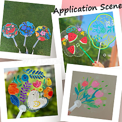 PVCハンドヘルドファン10個  空白の絵画ファン  子供のための diy 工芸品  フラットラウンド  273x183mm&nbsp;DIY-SP0002-51B