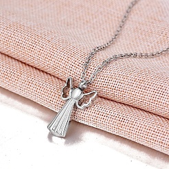 Colliers avec pendentif en forme d'ange en acier inoxydable pour cendres&nbsp;PW-WG1C46B-01
