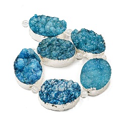 Посеребренные окрашенные овальные бусины из натурального друзового кварца G-F144-01-S