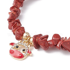 Эластичные браслеты из натуральной окрашенной говлитовой крошки&nbsp;BJEW-JB09754-02