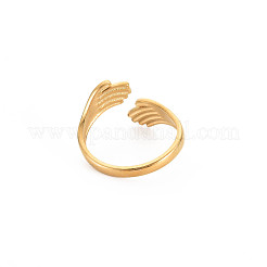 Anillo de puño abierto con doble abrazo de acero inoxidable 304 con revestimiento iónico (IP) para mujer&nbsp;RJEW-S405-199G