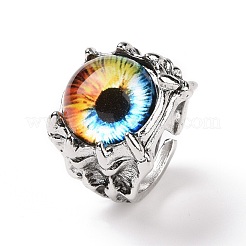 Стеклянные широкие кольца от сглаза для мужчин RJEW-E017-01AS-01