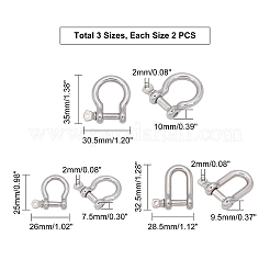 6 шт. 3 застежки-скобы с D-образным кольцом из нержавеющей стали 304&nbsp;STAS-UN0025-12
