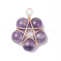 Подвески из латунной проволоки с натуральными драгоценными камнями PALLOY-TA00033-01