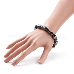 合成ヘマタイトとココナッツのストレッチ ブレスレット  女性のためのアクセサリー用原石のアクセサリー  内径：2-1/4インチ（5.7cm）&nbsp;BJEW-JB08265