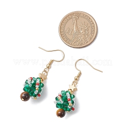 Серьги-подвески в виде рождественской елки из нержавеющей стали 304 EJEW-MZ00494