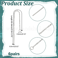 6 пара сережек из нержавеющей стали 304&nbsp;STAS-LP0001-15