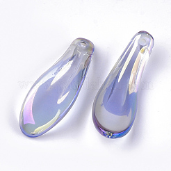 電気メッキガラスチャーム  花びら  ライラック  26x9x6mm  穴：1mm&nbsp;EGLA-S175-03D