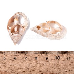 天然石シェルペンダント  シェルスライスチャーム  桃パフ  31~38x16.5~20x6~9mm  穴：3~13x3~7mm&nbsp;SSHEL-N042-22