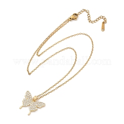 Латунный микропаве прозрачный кубический цирконий кулон ожерелья для женщин NJEW-C076-19G