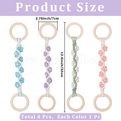 4шт. вешалка для полотенец из хлопчатобумажной нити 4 цветов с рисунком «ромашка»&nbsp;AJEW-CN0004-61