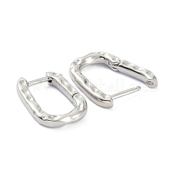 Aretes de aro de latón con textura rectangular&nbsp;LS-EJEW-B007-02P