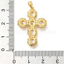 真鍮舗装クリアキュービックジルコニアペンダント  クロス  16KGP本金メッキ  29.5x21x3.5mm  穴：3mm&nbsp;KK-M101-05G-02