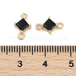 Dijes de conectores de eslabones en forma de rombo de vidrio pavé de latón&nbsp;GLAA-Q088-001H