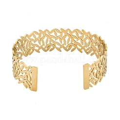 Ионное покрытие (ip) полые открытые браслеты-манжеты из нержавеющей стали 304 BJEW-S151-01G-06