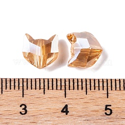 100個の電気メッキガラスビーズ  猫の形  多面カット  砂茶色  8.5x8.5x5mm  穴：1mm&nbsp;EGLA-P060-01B-PL01