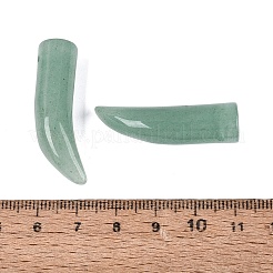 天然石グリーンアベンチュリンペンダント  牛角のお守り  35~38x10~14x10~11mm  穴：1.2~1.5mm&nbsp;G-Q602-10G