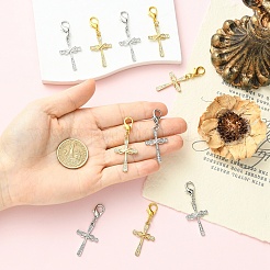 10 pendentif croix décoratif en alliage et strass bicolore&nbsp;HJEW-YW00389