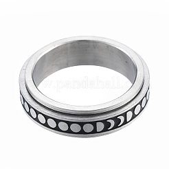 Anillo giratorio de acero inoxidable 201 que no se empaña y con fase lunar&nbsp;RJEW-N043-29