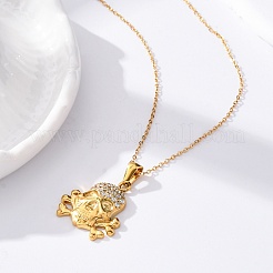 Halsketten mit Totenkopf-Anhänger aus 304 Edelstahl mit Kristall-Strass&nbsp;LS-NJEW-Z057-03C-G